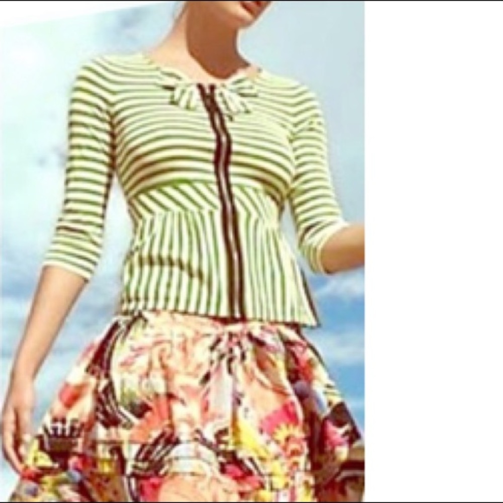 Anthropologie Moth Cardigan Stripe Black Zipper